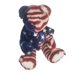 USA Patriotic Jointed Teddy Bear Progressive Plush, Red White And Blue